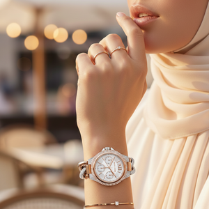 Michael Kors MK6842 Women’s Gold Mini Camille Crystal Chain-Link Watch - Luxury Hub Store