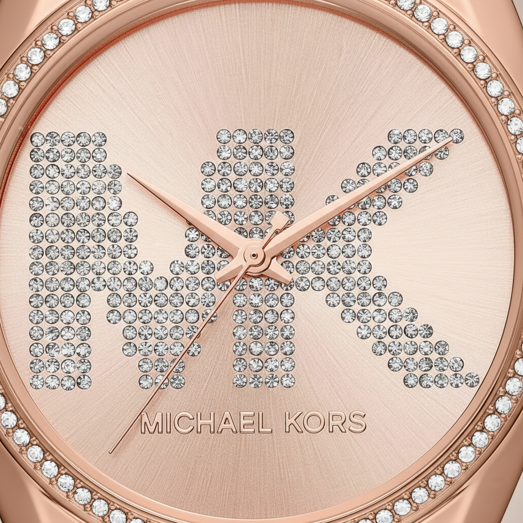 Michael Kors MK6556 Women’s Rose Gold Dial Rose Gold Stainless Steel Crystal Logo Watch - Luxury Hub Store