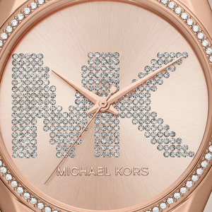 Michael Kors MK6556 Women’s Rose Gold Dial Rose Gold Stainless Steel Crystal Logo Watch - Luxury Hub Store