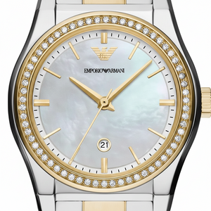 Emporio Armani AR11559 Women’s Mother of Pearl Dial Two-Tone Stainless Steel Federica Watch - Luxury Hub Store