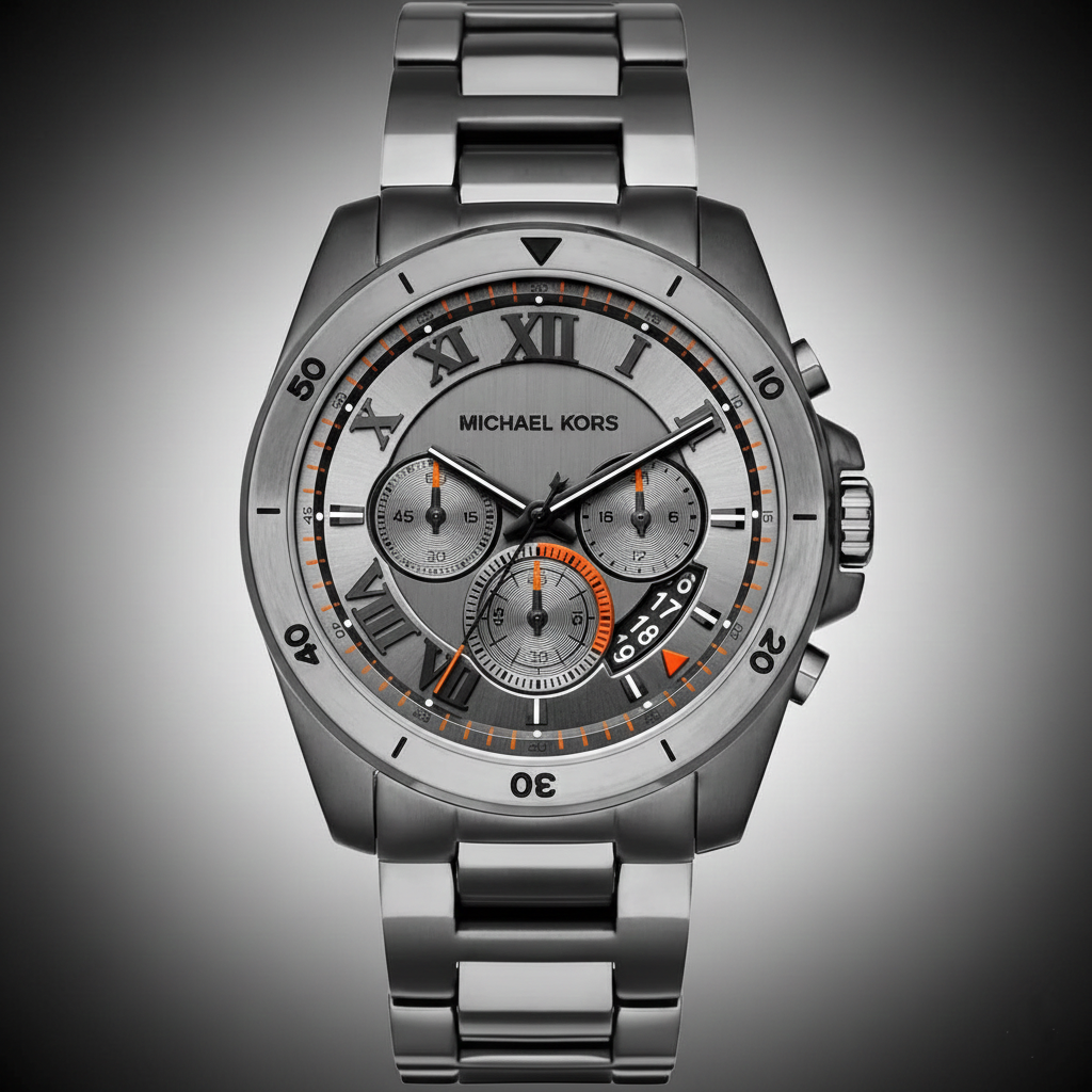 Michael Kors MK8465 Men’s Gray Dial Stainless Steel Brecken Chronograph Watch - Luxury Hub Store