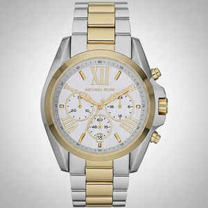 Michael Kors MK5627 Women’s White Dial Two-Tone Stainless Steel Bradshaw Watch - Luxury Hub Store
