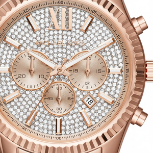 Michael Kors MK8580 Men’s Crystal Dial Rose Gold Stainless Steel Lexington Chronograph Watch - Luxury Hub Store