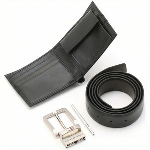 Tommy Hilfiger Men’s Leather Wallet & Belt Gift Set – Black - Luxury Hub Store