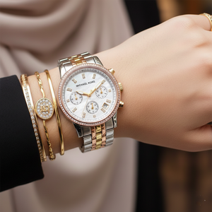 Michael Kors MK5650 Ritz Women’s Mother of Pearl Dial Two-Tone Chronograph Watch - Luxury Hub Store
