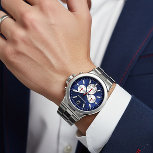 Michael Kors MK8171 Men’s Blue Dial Silver Stainless Steel Dylan Chronograph Watch - Luxury Hub Store