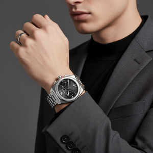 Emporio Armani AR11560 Men’s Black Dial Silver Stainless Steel Federico Chronograph Watch - Luxury Hub Store