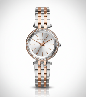 Michael Kors MK3298 Petite Darci Women’s Two-Tone Silver Rose Gold Crystal Watch - Luxury Hub Store