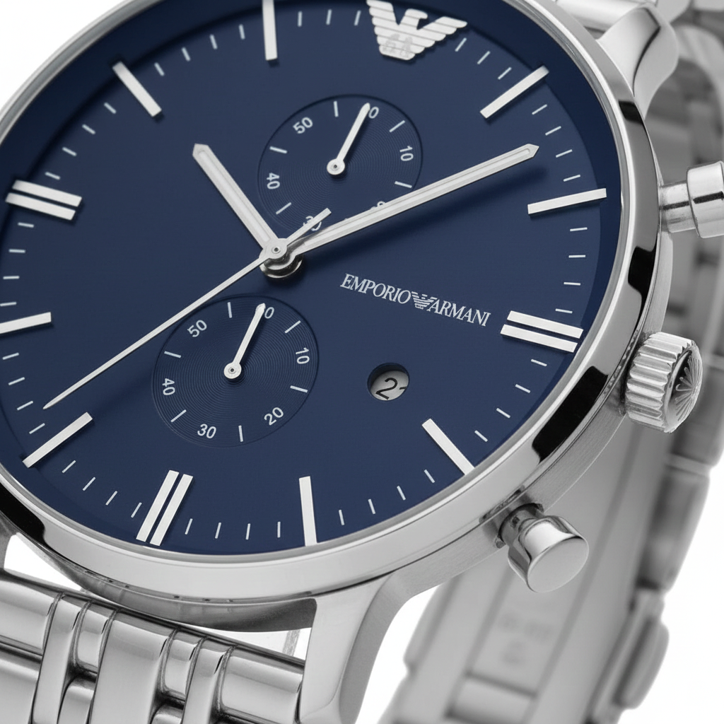 Emporio Armani AR1648 Men’s Blue Dial Stainless Steel Gianni Watch - Luxury Hub Store