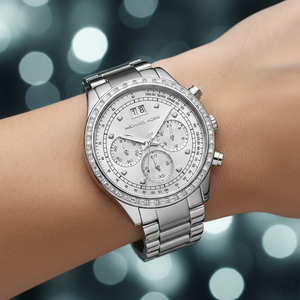 Michael Kors Brinkley MK6265 Women’s Silver Dial Stainless Steel Chronograph Watch - Luxury Hub Store