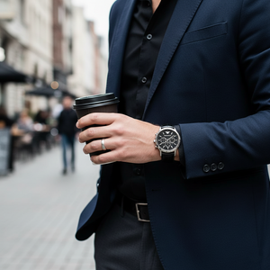 Emporio Armani AR2447 Men’s Black Dial Black Leather Chronograph Watch - Luxury Hub Store