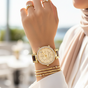 Michael Kors MK5688 Parker Women’s Gold Chronograph Tortoiseshell Crystal Watch - Luxury Hub Store