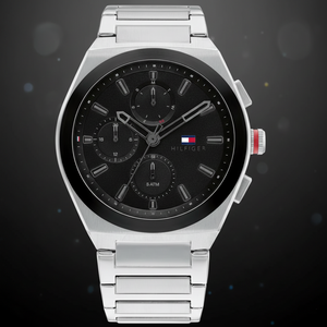Tommy Hilfiger Connor 1791897 Men’s Black Dial Silver Metal Multi-Function Watch - Luxury Hub Store