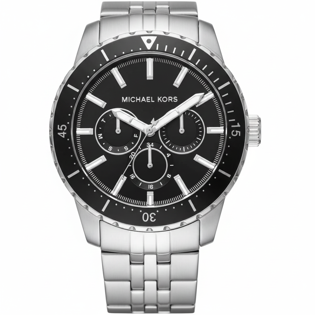 Michael Kors MK7156 Men’s Black Dial Stainless Steel Cunningham Chronograph Watch - Luxury Hub Store