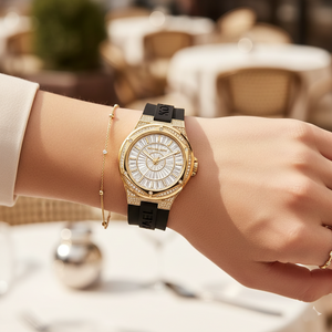 Michael Kors Camille MK7247 Women’s Gold Crystal Silicone Multi-Function Watch - Luxury Hub Store