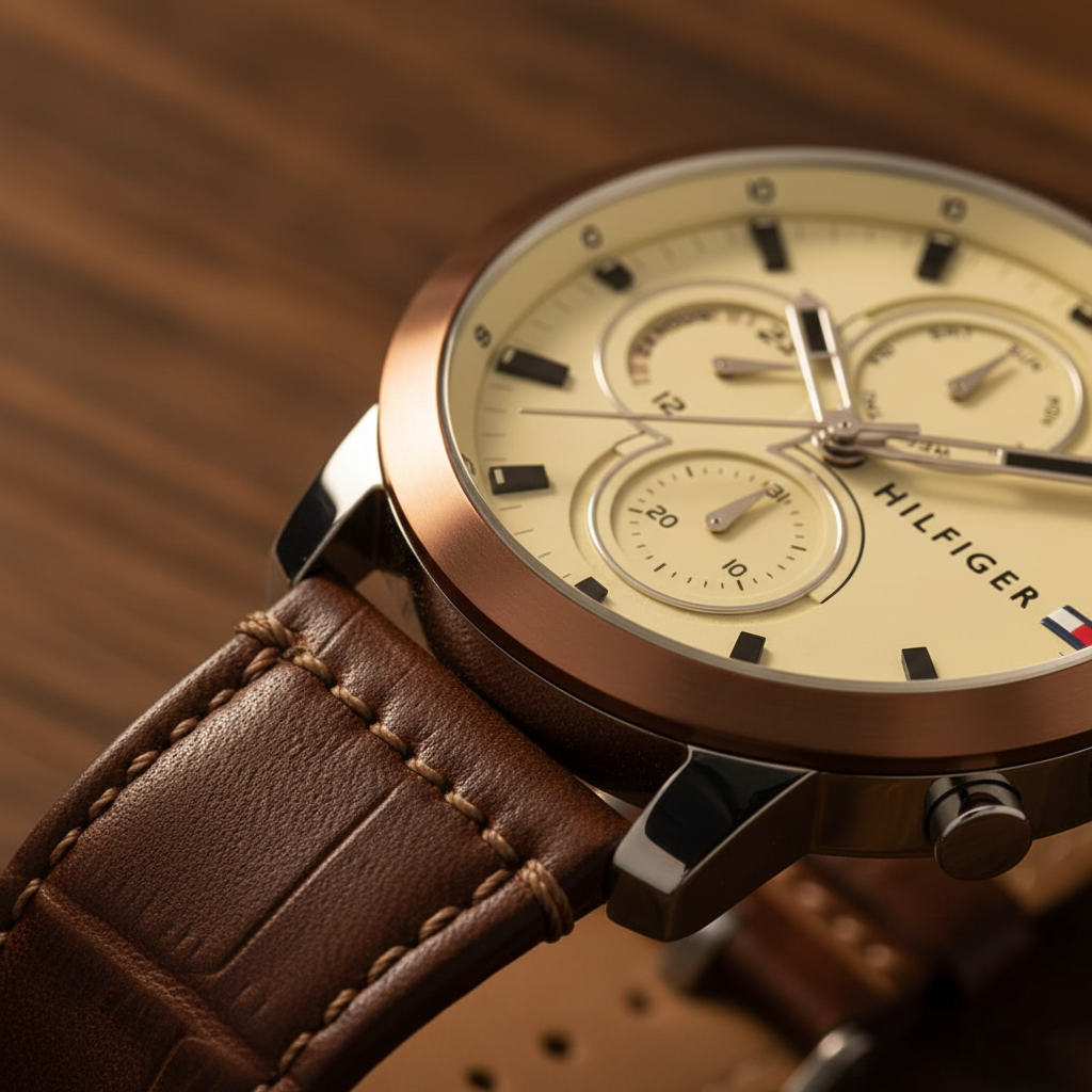 Tommy Hilfiger Jameson 1792053 Men’s Multi-Function Brown Leather Watch - Luxury Hub Store