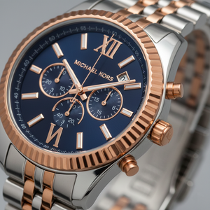 Michael Kors MK8412 Men’s Blue Dial Two-Tone Stainless Steel Lexington Chronograph Watch - Luxury Hub Store