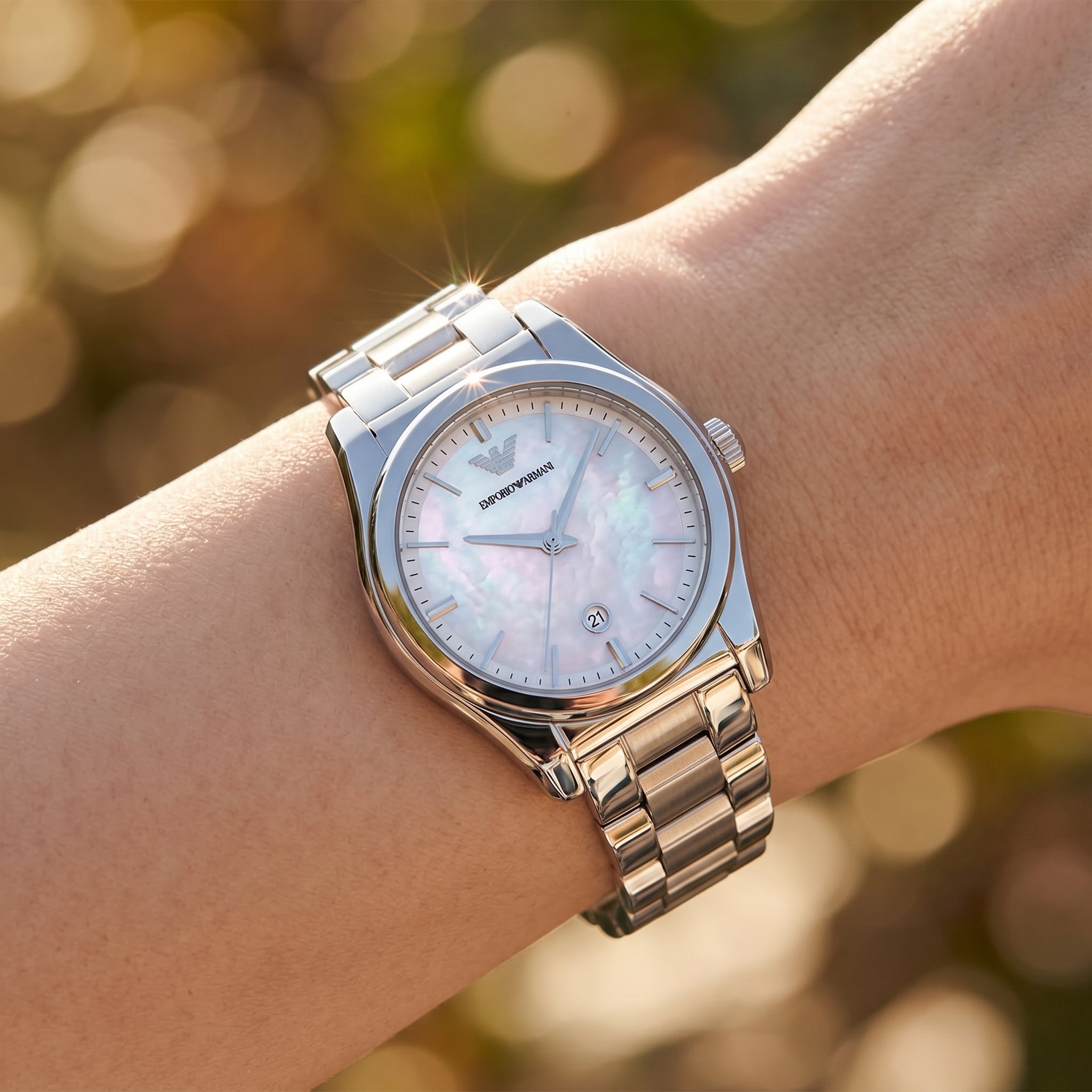Emporio Armani AR11557 Women’s Mother of Pearl Dial Stainless Steel Federica Watch