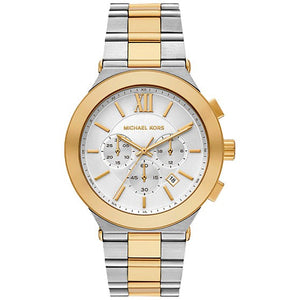Michael Kors MK9221 Men’s White Dial Two-Tone Silver Gold Stainless Steel Billie Chronograph Watch - Luxury Hub Store
