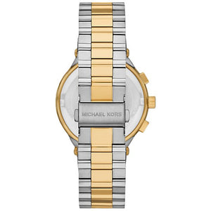 Michael Kors MK9221 Men’s White Dial Two-Tone Silver Gold Stainless Steel Billie Chronograph Watch - Luxury Hub Store