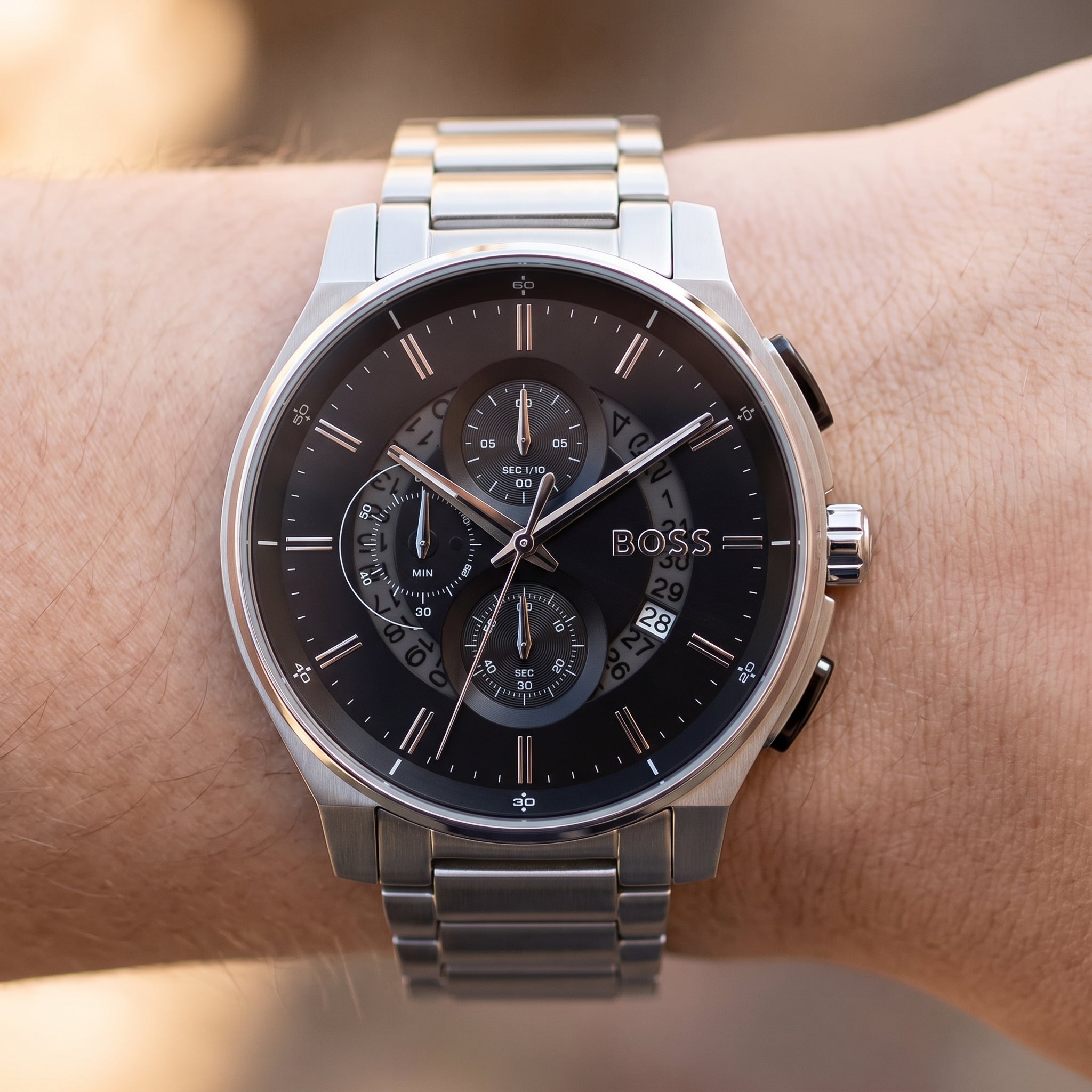 Hugo Boss Peak 1514191 Chronograph Men's Watch - Silver Stainless Steel Strap