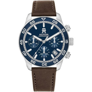Tommy Hilfiger 1792163 Men’s Chronograph Watch – Blue Dial & Brown Leather Strap - Luxury Hub Store