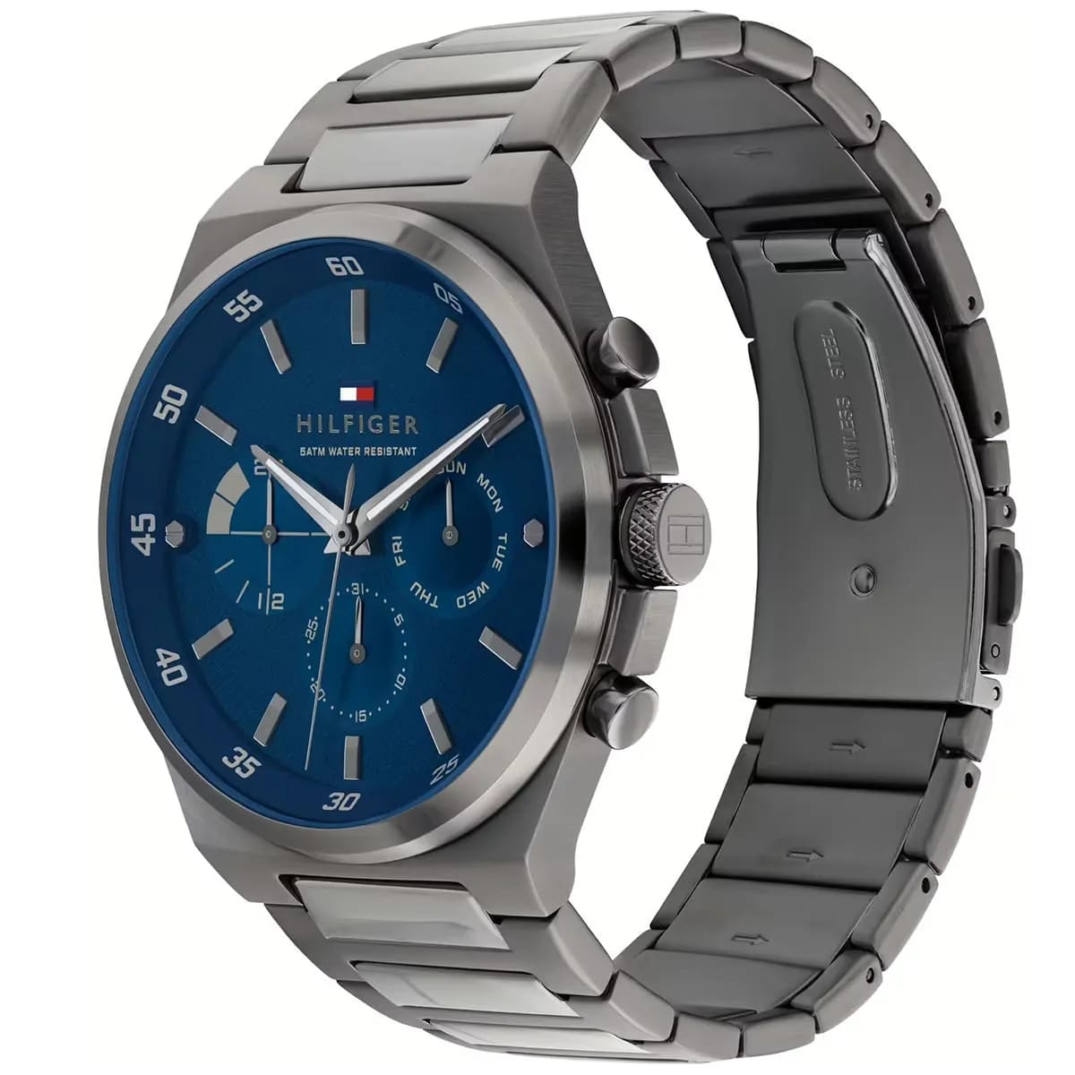 Tommy Hilfiger 1792089 Men’s Multi-Function Watch – Blue Dial & Silver Stainless-Steel Bracelet - Luxury Hub Store