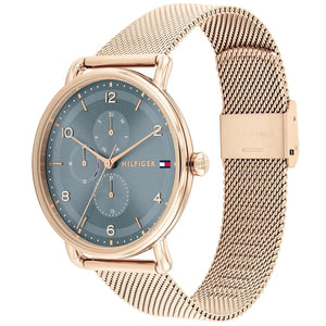 Tommy Hilfiger 1782664 Men’s Multi-Function Watch – Rose Gold Mesh Bracelet & Blue-Grey Dial - Luxury Hub Store