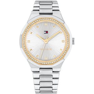 Tommy Hilfiger Ladies Crystal-Accent Watch – Model 1782723 – Silver & Gold Bracelet - Luxury Hub Store