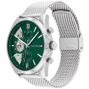Tommy Hilfiger Cooper | 1710647 | Multi-Function Skeleton Watch - Green Mesh - Luxury Hub Store