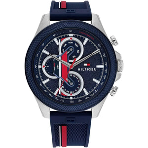 Tommy Hilfiger 1792083 Men's Multi-Function Watch – Blue Dial, Blue Silicone Strap, Stainless-Steel Case - Luxury Hub Store