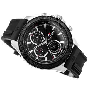Tommy Hilfiger Men's Multi-Function Watch – Model 1792082 – Black Rubber Strap - Luxury Hub Store