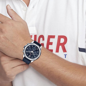 Tommy Hilfiger Men's Multi-Function Watch – Model 1792063 – Blue Leather Strap - Luxury Hub Store