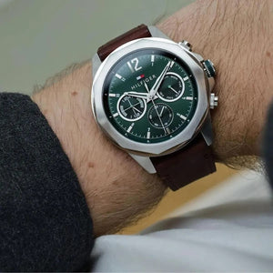 Tommy Hilfiger Men's Multi-Function Watch – Model 1792064 – Green Dial – Brown Leather Strap - Luxury Hub Store