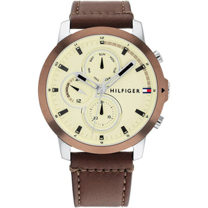 Tommy Hilfiger Jameson 1792053 Men’s Multi-Function Brown Leather Watch - Luxury Hub Store