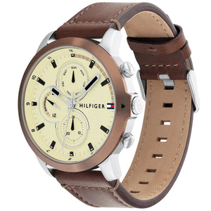 Tommy Hilfiger Jameson 1792053 Men’s Multi-Function Brown Leather Watch - Luxury Hub Store