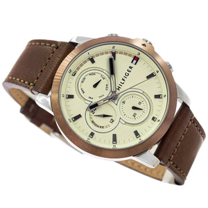 Tommy Hilfiger Jameson 1792053 Men’s Multi-Function Brown Leather Watch - Luxury Hub Store
