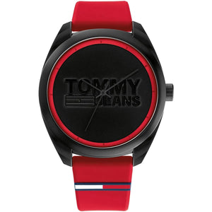 Tommy Jeans San Diego 1791929 Men’s Black Dial Red Silicone Casual Watch - Luxury Hub Store