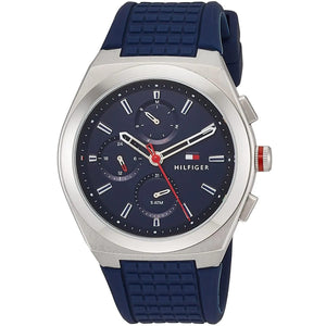 Tommy Hilfiger Connor 1791899 Men’s Blue Dial Blue Silicone Multi-Function Watch - Luxury Hub Store