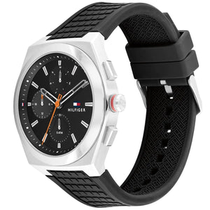 Tommy Hilfiger Connor 1791898 Men’s Black Dial Black Silicone Multi-Function Watch - Luxury Hub Store