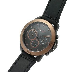 Tommy Hilfiger Harley 1791893 Men’s Black Dial Black Leather Multi-Function Watch - Luxury Hub Store