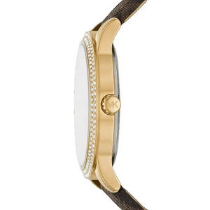 Michael Kors Tibby MK6966 Women’s Gold Dial Brown Leather Multi-Function Watch - Luxury Hub Store