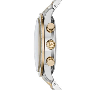 Michael Kors Brinkley MK6188 Women’s Silver & Gold Dial Two-Tone Chronograph Watch - Luxury Hub Store