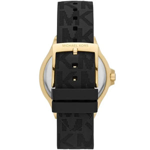 Michael Kors Lennox MK7281 Women’s Gold Case Black Silicone Strap Analog Watch - Luxury Hub Store