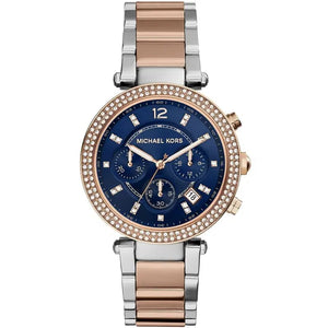 Michael Kors Parker MK6141 Women’s Rose Gold & Silver Stainless Steel Multi-Function Watch - Luxury Hub Store