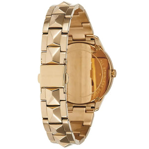 Michael Kors Runway MK6689 Women’s Gold Mother-of-Pearl Dial Pyramid-Link Bracelet Watch - Luxury Hub Store