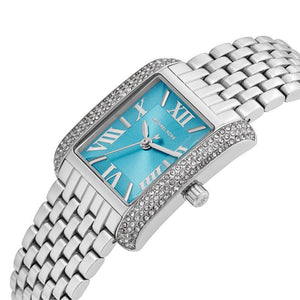 Michael Kors Emery Three MK4829 Women’s Silver Blue Dial Stainless Steel Watch - Luxury Hub Store