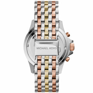 Michael Kors MK5876 Women’s Tri-Tone Baguette Bezel Chronograph Watch - Luxury Hub Store