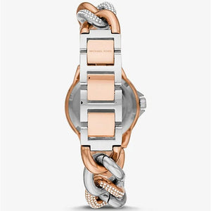 Michael Kors MK6843 Women’s Rose Gold & Silver Mini Camille Crystal Chain-Link Watch - Luxury Hub Store