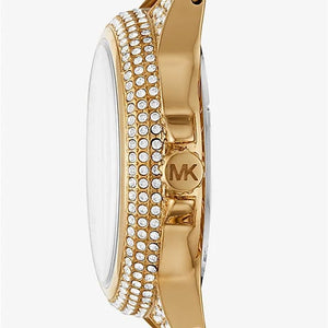 Michael Kors MK6842 Women’s Gold Mini Camille Crystal Chain-Link Watch - Luxury Hub Store